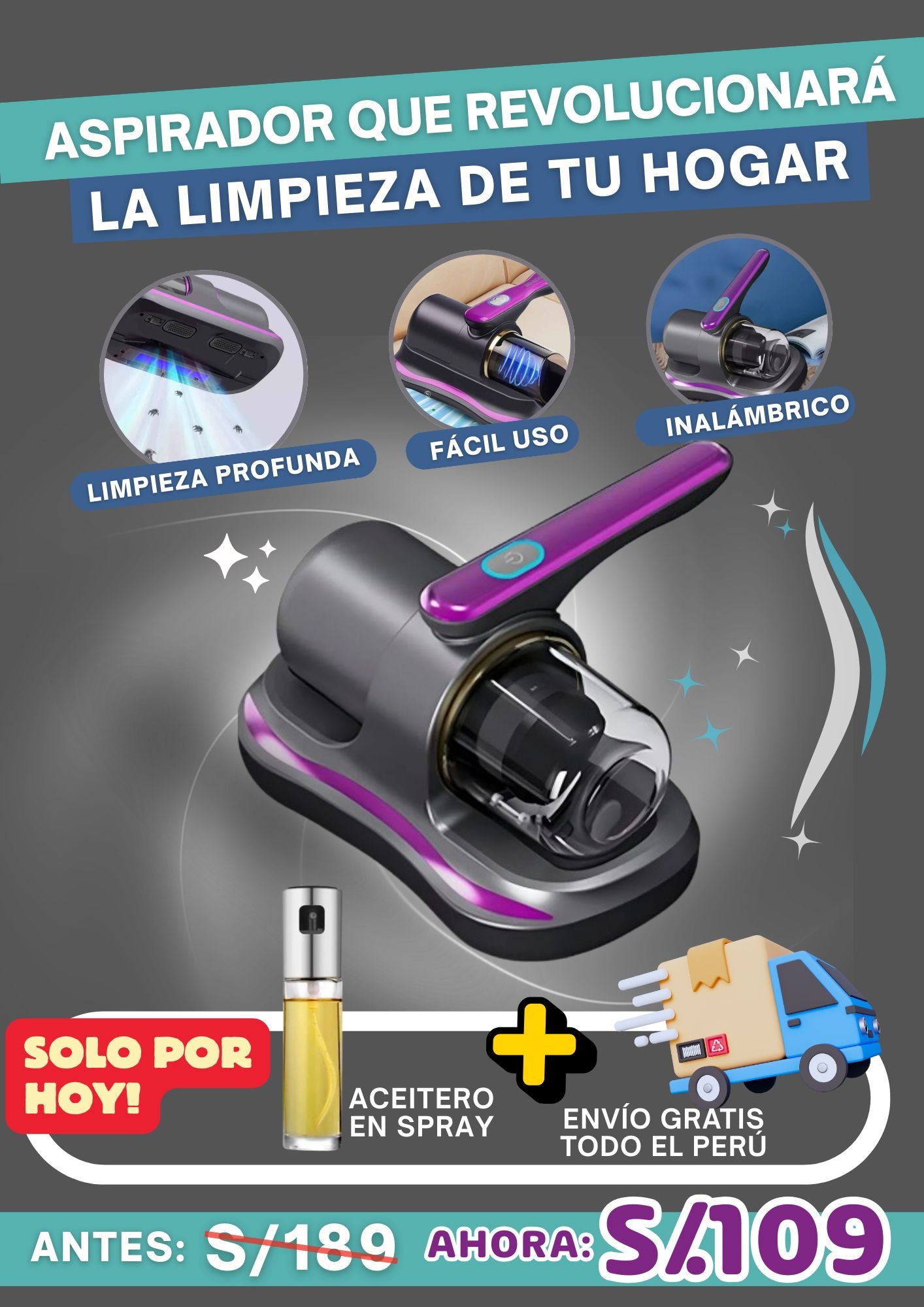Aspiradora Portátil de Colchón Pro + Esterilización UV
