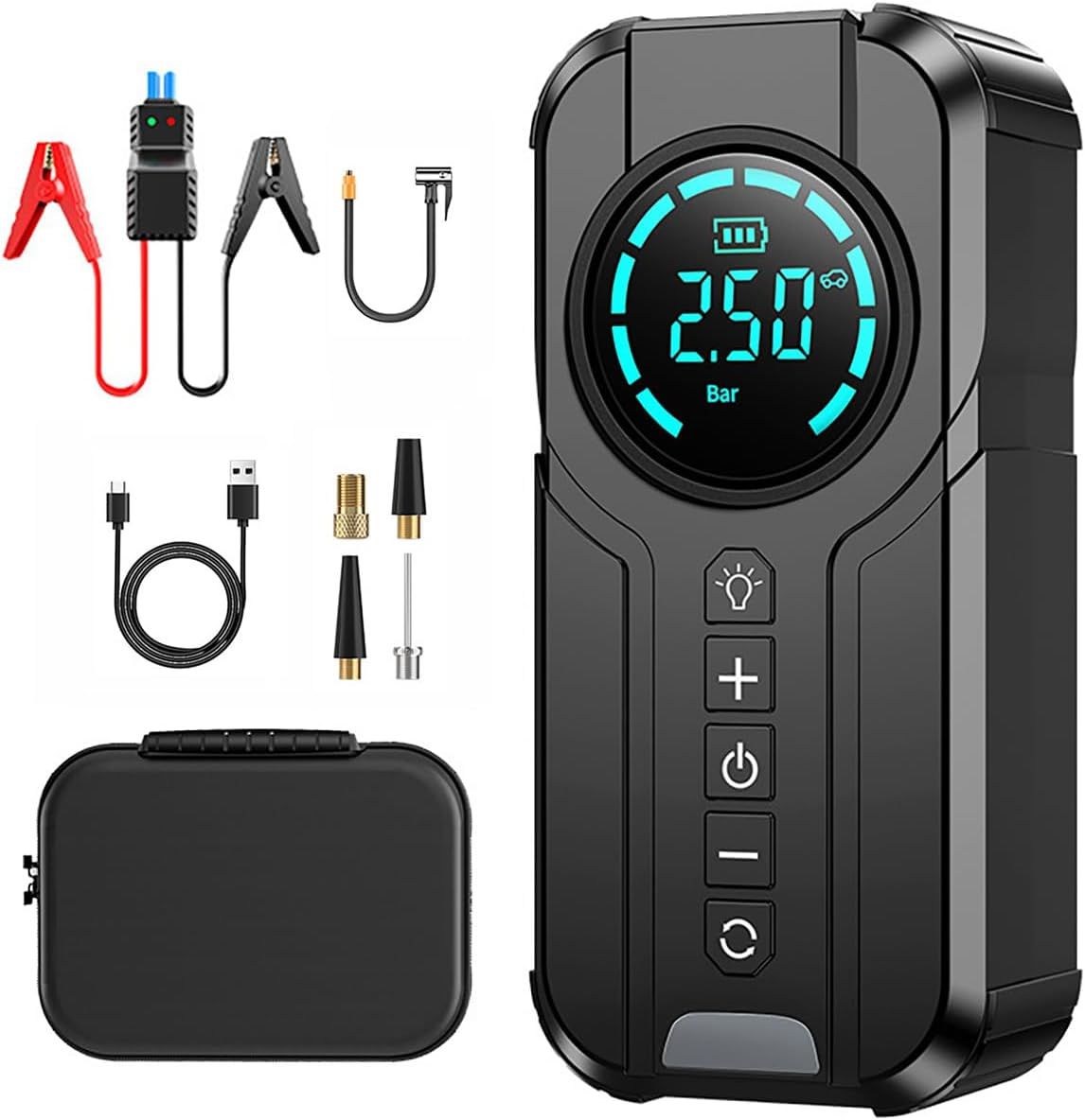 ARRANCADOR PORTÁTIL POWERJUMP 10 000 mAh - Compresor de Aire + Luz LED + PowerBank / 10 000 mAh