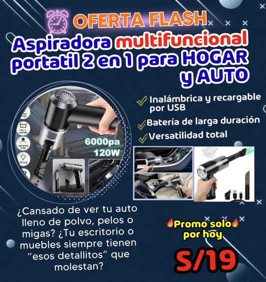 Aspiradora multifuncional portatil 2 en 1 para HOGAR y AUTO