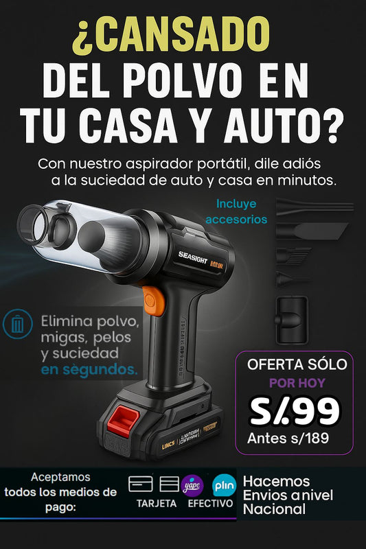 Aspiradora Portátil Pro con Filtro HEPA Multifuncional