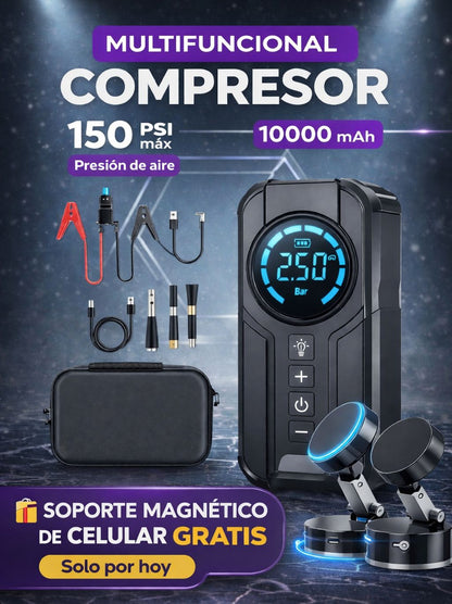 ARRANCADOR PORTÁTIL POWERJUMP 10 000 mAh - Compresor de Aire + Luz LED + PowerBank / 10 000 mAh