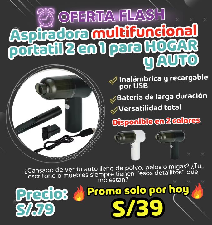 Aspiradora multifuncional portatil 2 en 1 para HOGAR y AUTO
