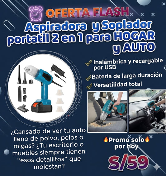 Aspiradora y Soplador Portátil para Automóvil
