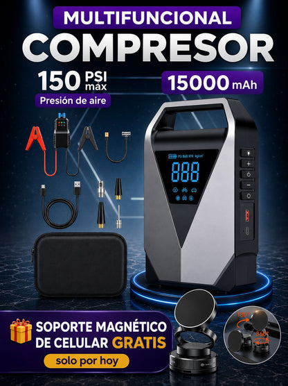 KIT ARRANCADOR PORTÁTIL MAXPOWER 15 000 mAh - Compresor de Aire + Luz LED + PowerBank / 15 000 mAh
