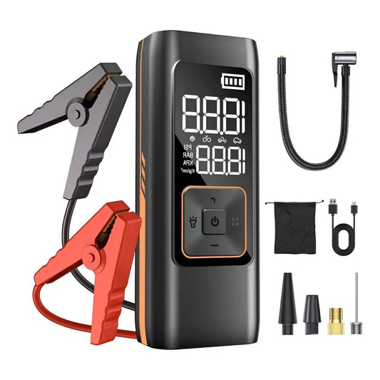 Arrancador Portátil 5 en 1 – 15 000 mAh - Con Inflador 150 PSI + Power Bank + Linterna LED + Display Digital / 15 000 mAh