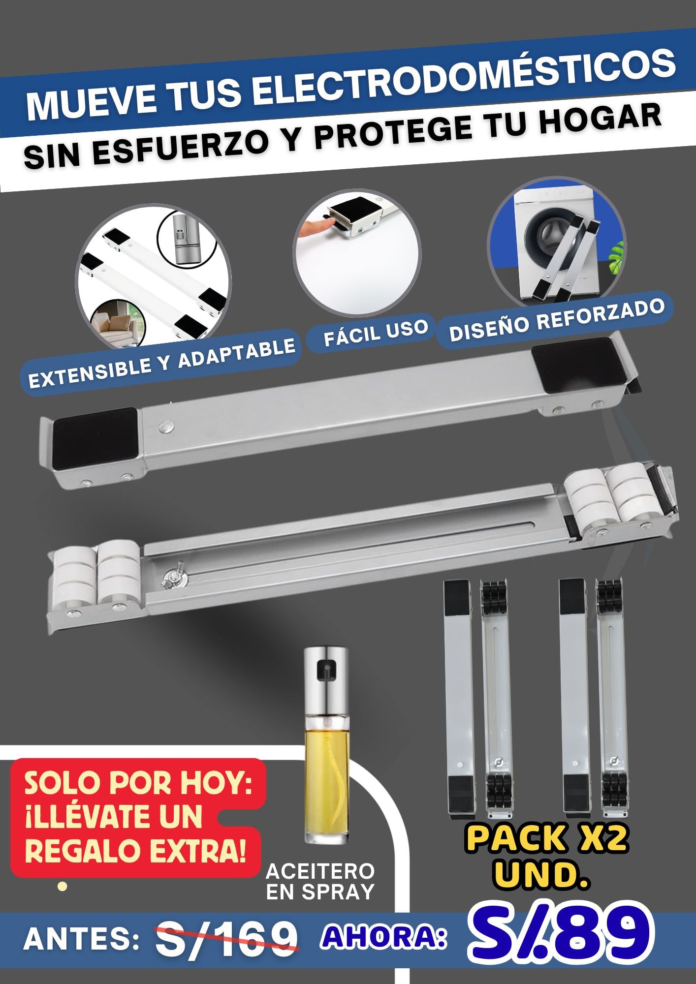 PACK X2 UND. Soportes de Rodillo Ajustables