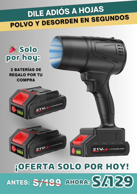 SOPLADOR DE AIRE MULTIFUNCIONAL + 2 BATERÍAS DE REGALO